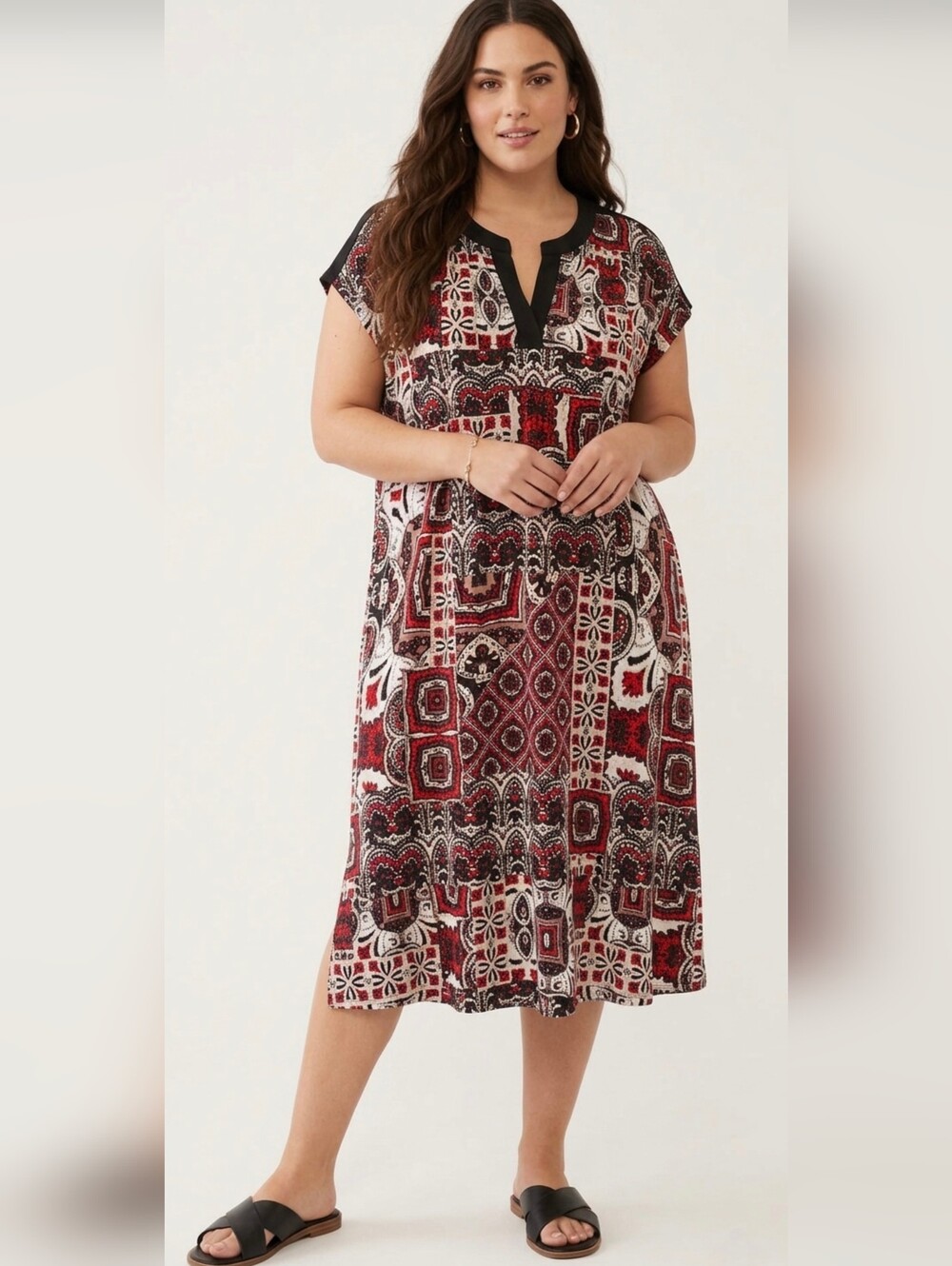 Claire France Printed Tunic Dress-Bohemian Chic-Size 2X